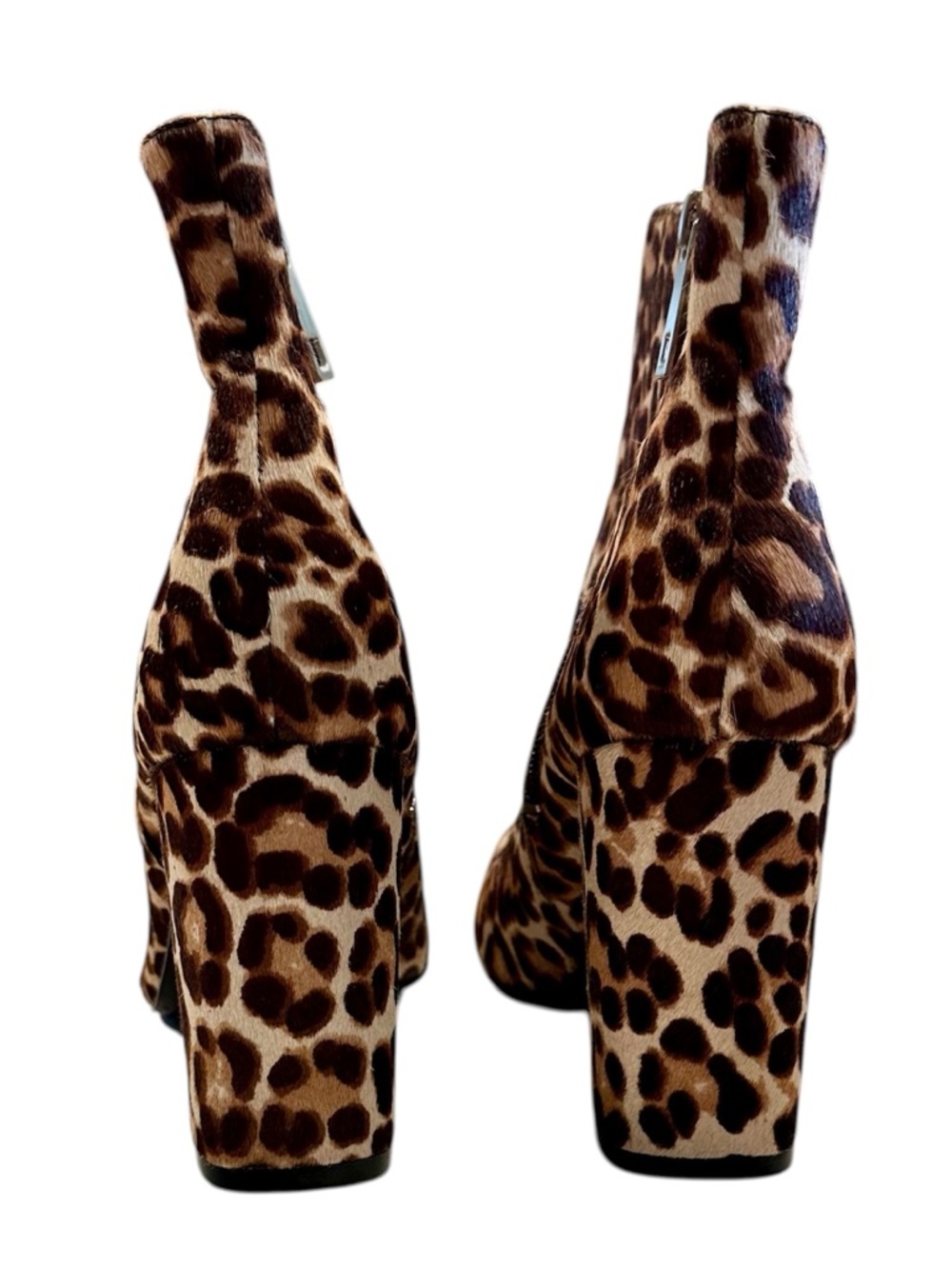 Charles David Leopard Print Block Heel Ankle Boots - Brown/Tan - Size: 9 - Picture 4 of 10